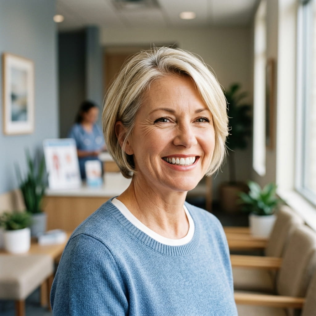 Portrait of smiling older woman with healthy teeth